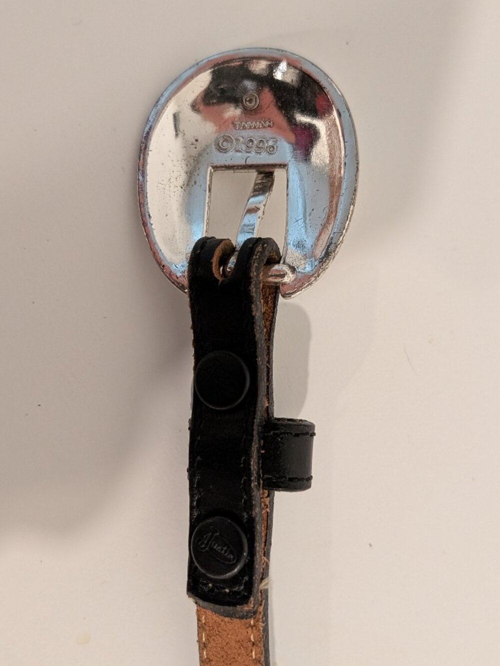 Western Black Leather with Silver Accents Belt - Picture 4 of 9